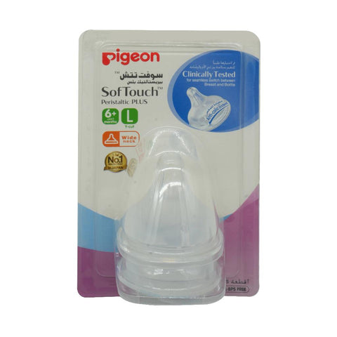 Pigeon Wide Neck Peristaltic Plus Nipple Size L Pack of 2